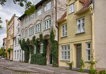 Fototapeta na wymiar Urban scene in the historic old town of Lubeck, Germany