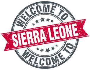 welcome to Sierra Leone red round vintage stamp