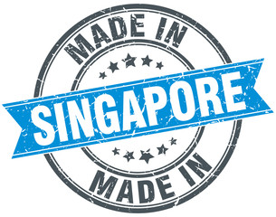made in Singapore blue round vintage stamp