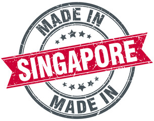 made in Singapore red round vintage stamp