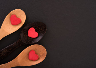 Three spoons with hearts