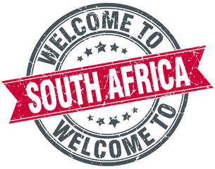 welcome to South Africa red round vintage stamp