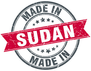 made in Sudan red round vintage stamp