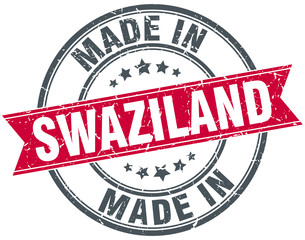 made in Swaziland red round vintage stamp