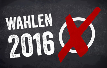 Tafel Kreidetafel mit Wahlen, Wahl 2016, Landtagswahlen