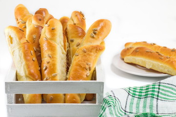 pastry in a white crate