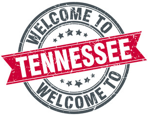 welcome to Tennessee red round vintage stamp