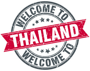 welcome to Thailand red round vintage stamp