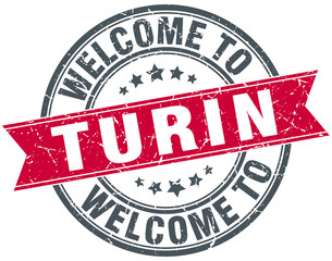welcome to Turin red round vintage stamp