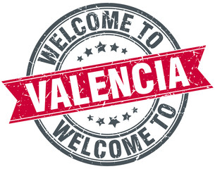 welcome to Valencia red round vintage stamp