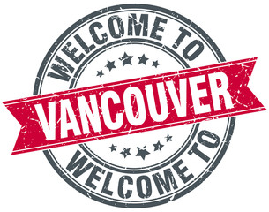 welcome to Vancouver red round vintage stamp