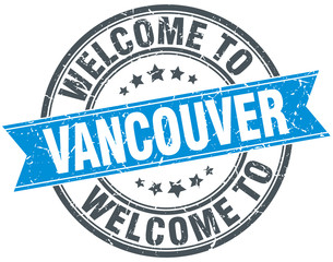 welcome to Vancouver blue round vintage stamp