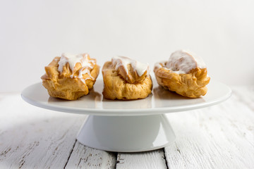 Dessert Eclair with whipped cream