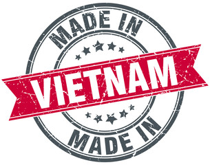 made in Vietnam red round vintage stamp