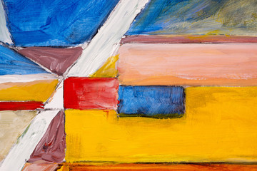 A detail from an abstract painting; Rough-Edged Contrasting Blocks of Colour - 102537827