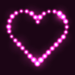 Original heart made from pink dots / pearls/ bulbs