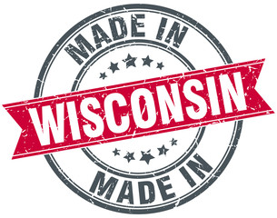made in Wisconsin red round vintage stamp