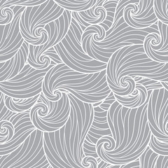 Seamless abstract hand-drawn waves pattern, wavy background.