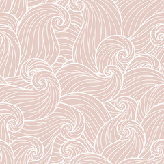 Seamless abstract hand-drawn waves pattern, wavy background.