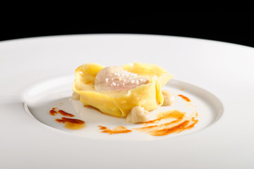 Fine dining ravioli with Foie gras