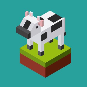 animal in pixels design 