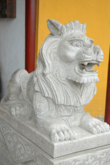 Lion statue at Xitang ancient town.