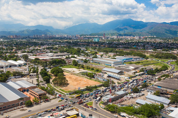 aerial view of the city and industrial buildings