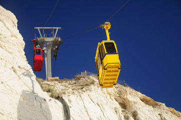 Cable road at Rosh Hanikra tourist site. Northern Israel. © voddol