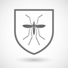 Zika virus bearer mosquito  in a line art shield icon