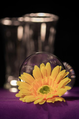Sunflower / Yellow artificial flowers on the table.