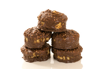 cookies with nut slices covered with chocolate