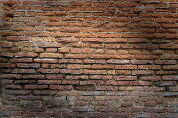 Brick wall / Background of old brick wall. Dim light.
