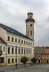 Naklejka premium Klasterec nad Ohri town hall, Czrch republic