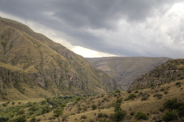 Fototapeta na wymiar View from Vardzia cave monastery. Georgia