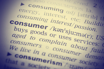 The word Consumer in a dictionary, close-up