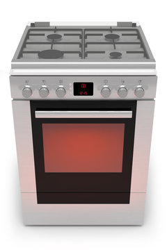 gas stove with oven isolated on a white background