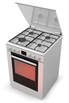 gas stove with oven isolated on a white background