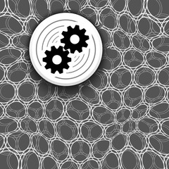 Black and white background with pattern and cogwheels