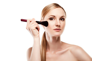 Beauty Girl with Makeup Brush