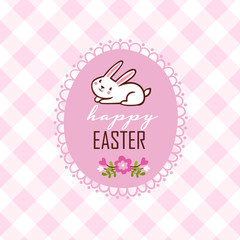 Easter bunny. Happy Easter card with cartoon bunny in vector.