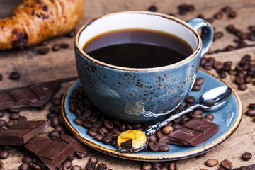 Croissant and a cup of delicious coffee
