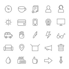 Fototapeta premium Outline business gray icons vector set. Modern minimalistic style. Part one.