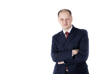 Portrait of a business man isolated on white background. Studio shot.