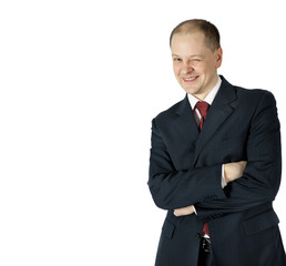Portrait of a business man isolated on white background. Studio shot.