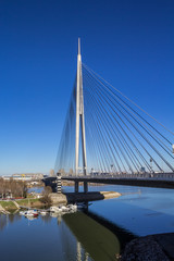 Fototapeta na wymiar A modern bridge over the Sava River in Belgrade