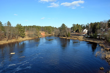 Fototapeta na wymiar A panorama of the river Oredezh