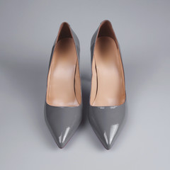 Fototapeta premium pair of gray high hell shoes