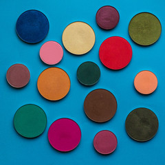 For Make-up. Bright shade  on a blue background 