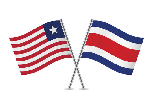 Liberian and Costa Rican flags. Vector illustration.