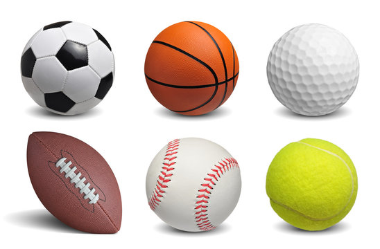 Collection of balls isolated on white background